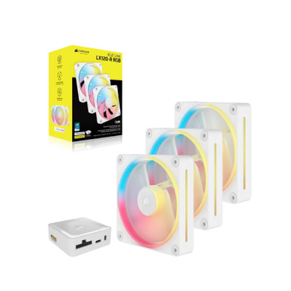 Corsair iCUE Link LX120-R RGB White Cabinet Fan, Triple Pack
